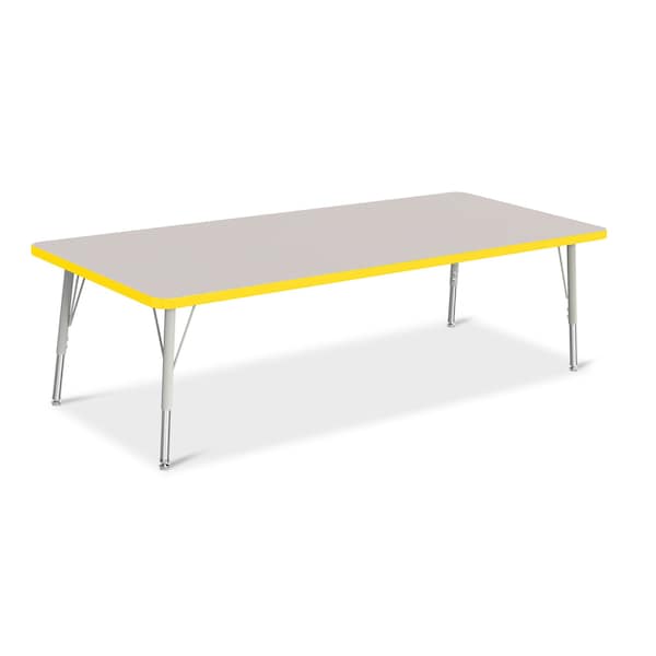 Jonti-Craft Berries Rectangle Activity Table, 30 in. x 72 in., E-height, Freckled Gray/Yellow/Gray 6413JCE007 - main
